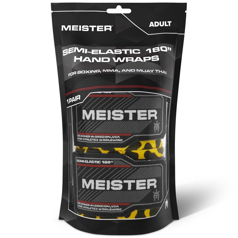 Meister ميستر لفائف يد شبه مرنة للبالغين بطول 180 بوصة (457 سم) لفنون القتال المختلطة والملاكمة (زوج) - بقع الفهد - Image 3